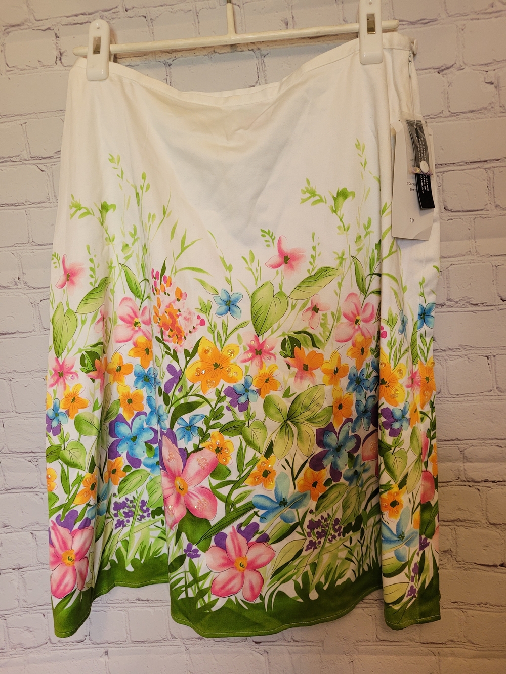 NEW Bamboo Traders Size 10 A Line Floral Hand Beaded Skirt